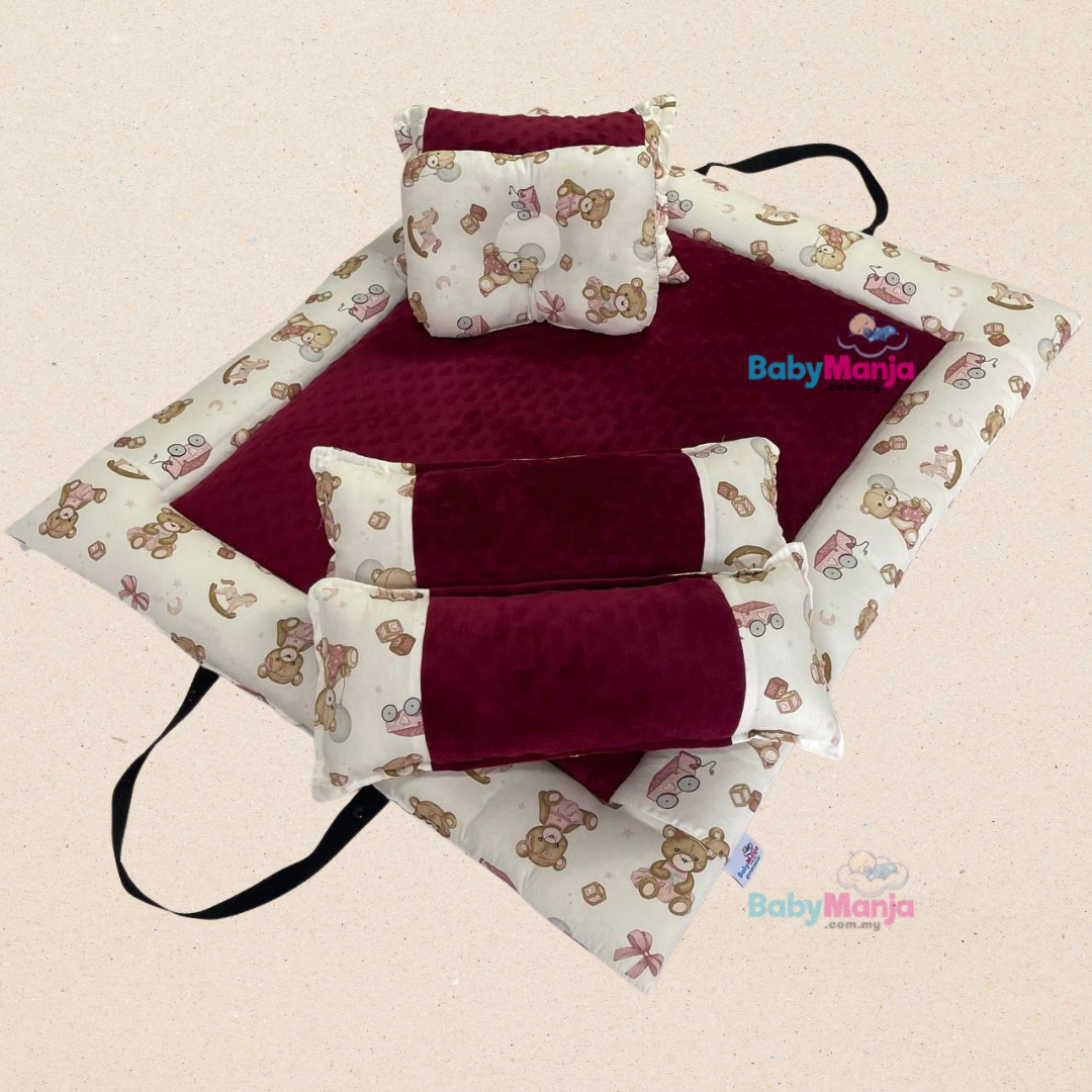 3 Comforter Travel Set Newborn - CT01 Maroon Bear